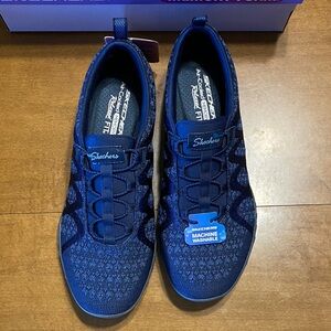 Skechers Navy Blue Breathe Easy Slip-On Sneakers